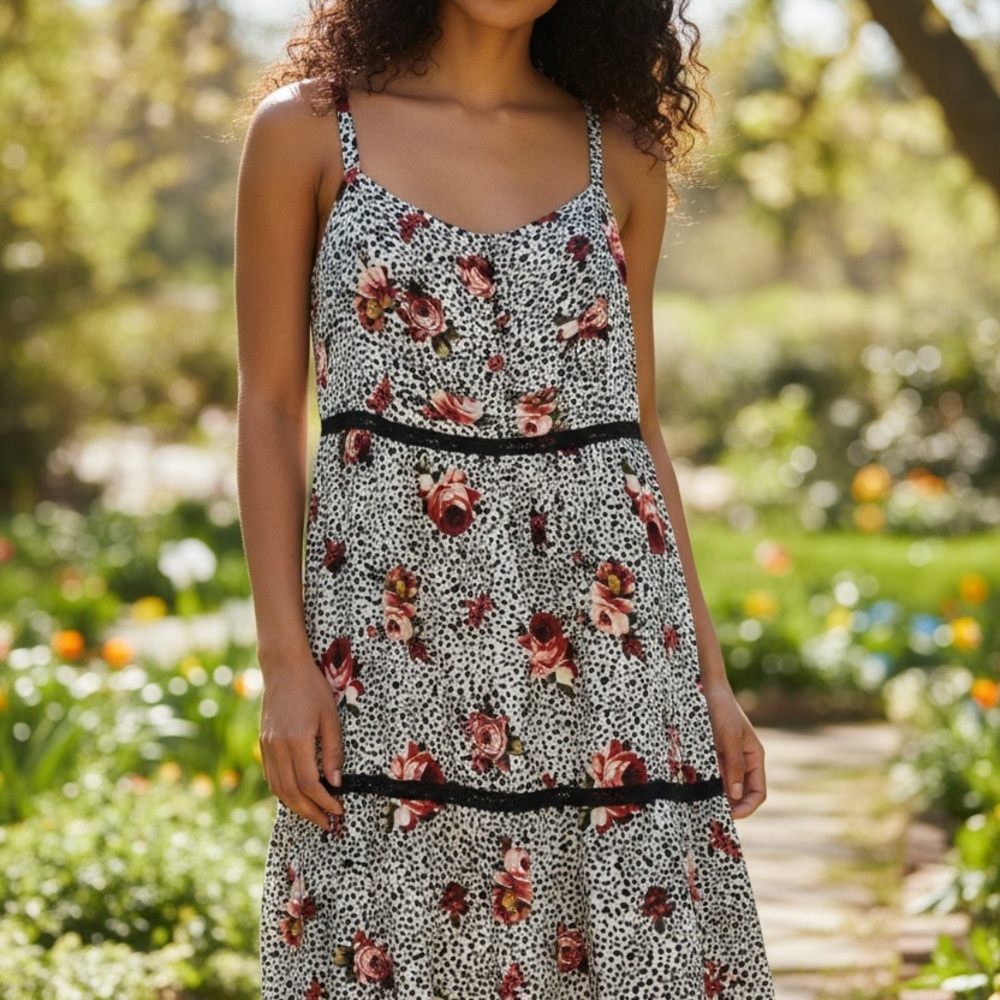 Torrid Red and Black Floral Print Dress